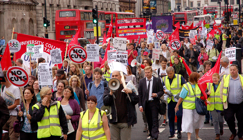 Marching against the Health Bill on the 63rd anniversary of the NHS last year