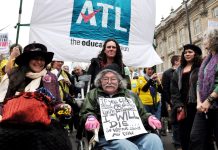 Disabled demonstrators against the Welfare Reform Bill