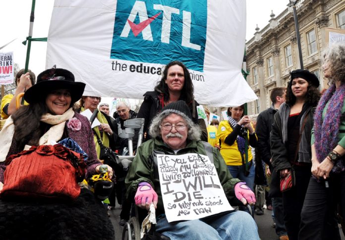 Disabled demonstrators against the Welfare Reform Bill