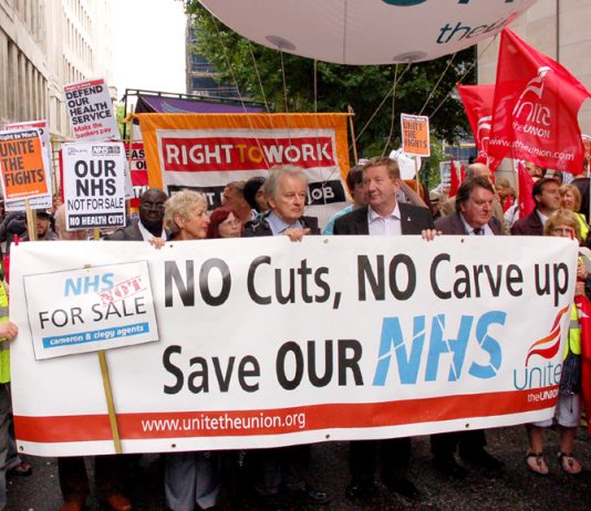 Marching in defence of the NHS on its 63rd anniversary last July