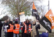 GMB members on strike in defence of pensions at St George’s Hospital in Tooting last November 30
