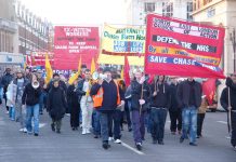 Marchers in Enfield last November determined to defend the NHS and stop the closure of Chase Farm Hospital