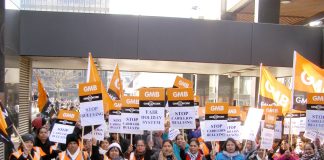 50 Swindon striking hospital workers lobby the London headquarters of Carillion demanding an end to bullying, harassment and discrimination