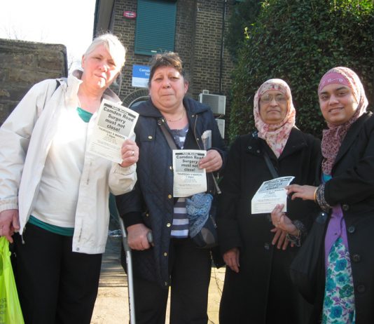 Patients outside the meeting – determined to keep the surgery open