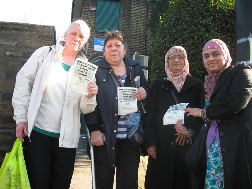 Patients outside the meeting – determined to keep the surgery open
