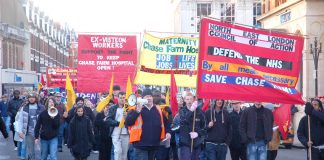 Last December’s march in Enfield demanding that Chase Farm Hospital be kept open