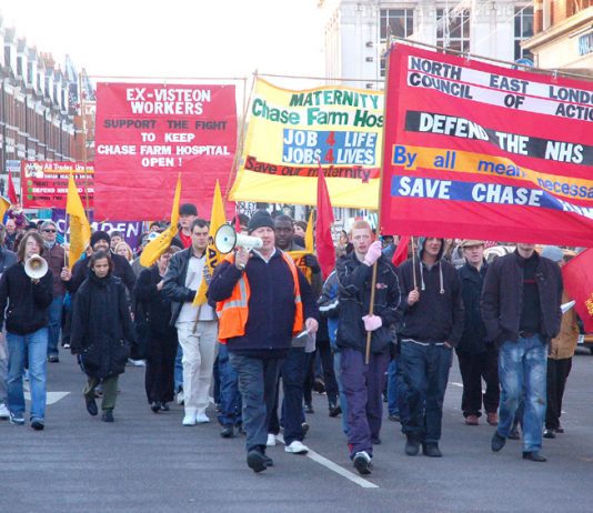 Last December’s march in Enfield demanding that Chase Farm Hospital be kept open
