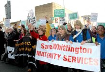 Marchers determined to stop the closure of the A&E and maternity services at Whittington hospital in north London