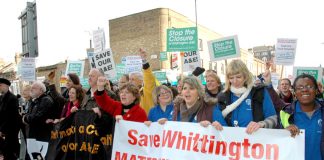 Marchers determined to stop the closure of the A&E and maternity services at Whittington hospital in north London