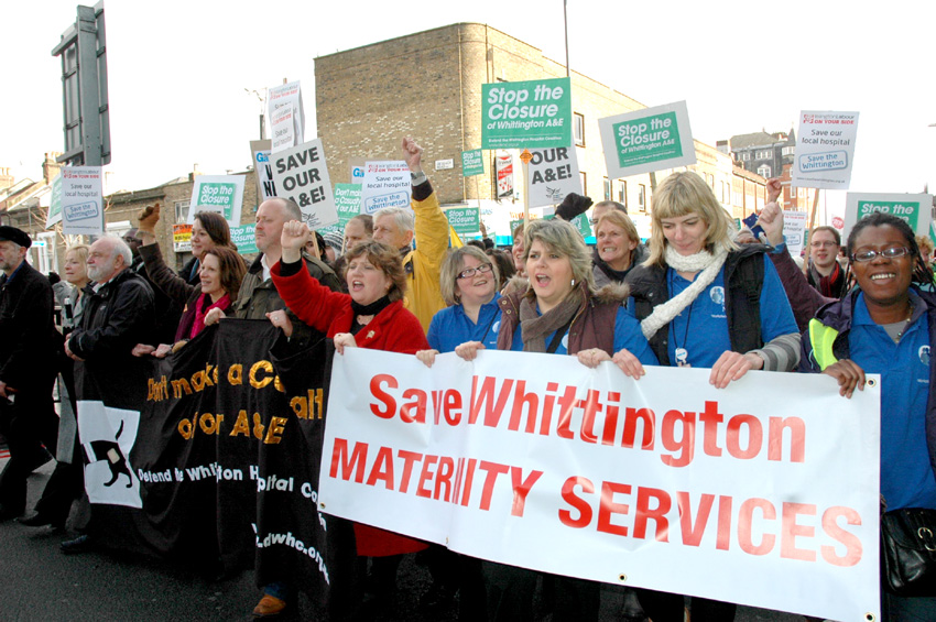 Marchers determined to stop the closure of the A&E and maternity services at Whittington hospital in north London