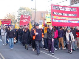A section of last December’s North East London’s Council of Action march in Enfield to stop the closure of Chase Farm Hospital