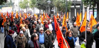 Secondary teachers on a march in Athens last month demanding the scrapping of the austerity measures