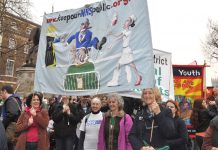 Health workers marching to defend the NHS last March