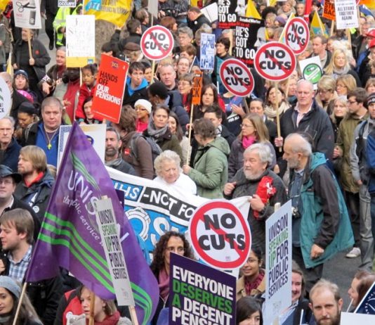 A section of the march through London on November 30 last year when two million public sector workers went on strike in defence of their pensions
