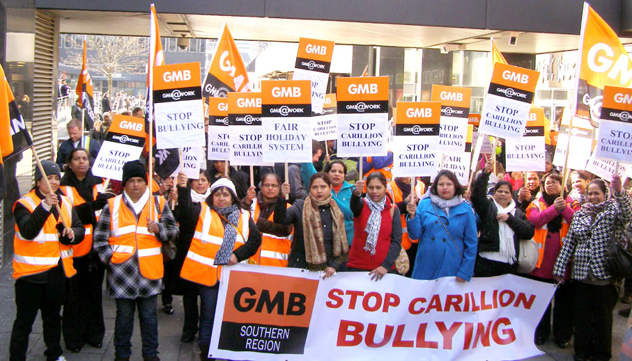 Swindon Hospital Carillion strikers outside the company’s head offices in London