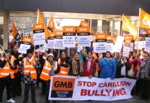 Carillion striking workers are marching through Swindon today