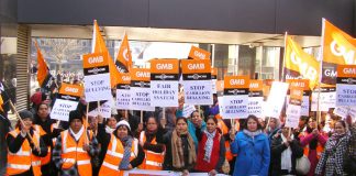 Carillion striking workers are marching through Swindon today