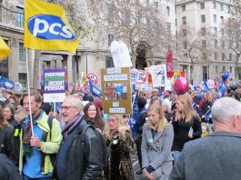 The PCS union walked out during the National Pension Strike