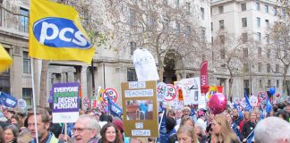 The PCS union walked out during the National Pension Strike