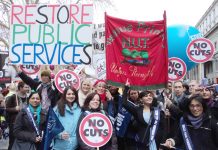 Youth and trade unionists stand together against pension cuts during last November’s National Pension Strike