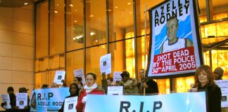 Family and supporters of Azelle Rodney protest outside the offices of the Independent Police Complaints Commission in December 2005.