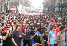 Greek youth on the march in Athens