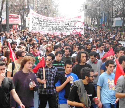 Greek youth on the march in Athens