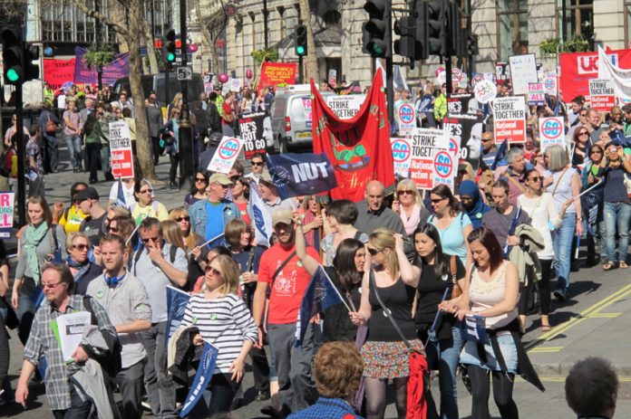 Teachers on the march to defend their national pay agreements and pensions – they are determined to defeat the coalition