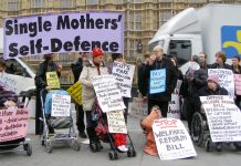 Demonstration outside parliament on January 11th against the Welfare Reform Bill