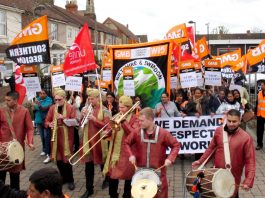 The Carillion strikers won great support on their march through Swindon
