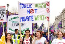 Health workers marching against Cameron’s health policies on the TUC’s March 26, 2011 mass demonstration