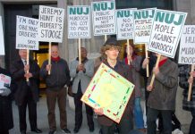 NUJ protest against the BSkyB takeover outside the Culture Ministry last year