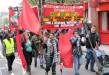 The WRP-YS contingent led the call for a general strike