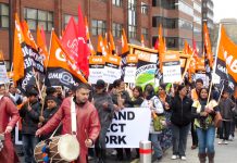 Carillion workers demonstrating through Swindon in March won big support for their struggle for respect at work and decent holidays