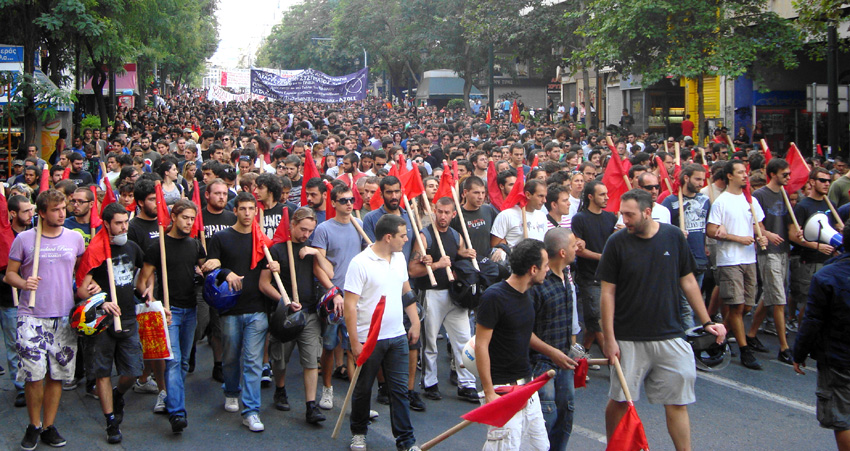 Greek youth marching against austerity