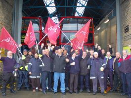 Busworkers in east London during a recent strike over pay
