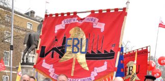 Yorkshire FBU members on the 500,000-strong TUC demonstration in March last year against the coalition government’s cuts