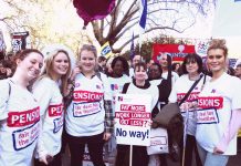 Nurses on the TUC march last November against the attack by the Tory coalition on public sector workers’ pensions