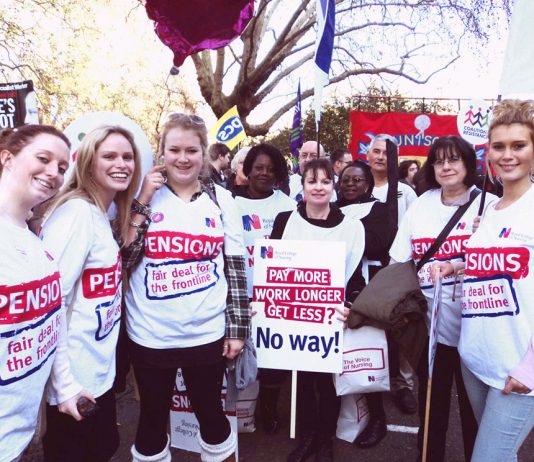 Nurses on the TUC march last November against the attack by the Tory coalition on public sector workers’ pensions