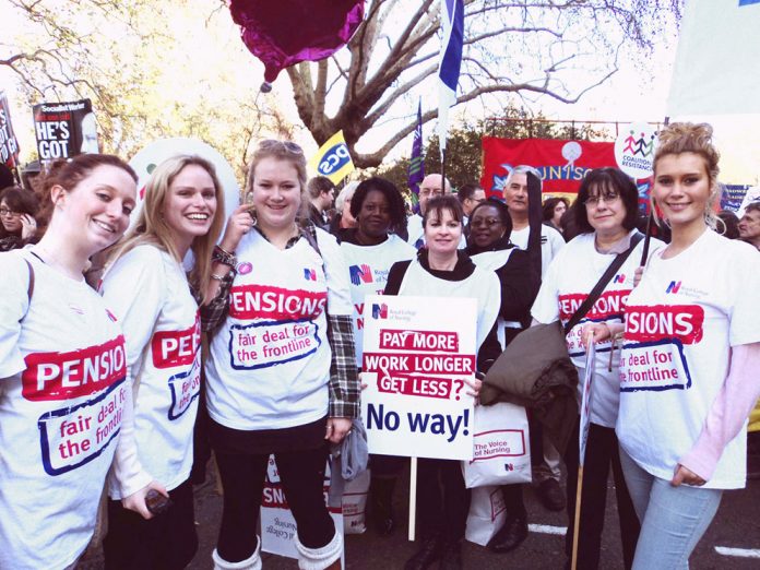 Nurses on the TUC march last November against the attack by the Tory coalition on public sector workers’ pensions