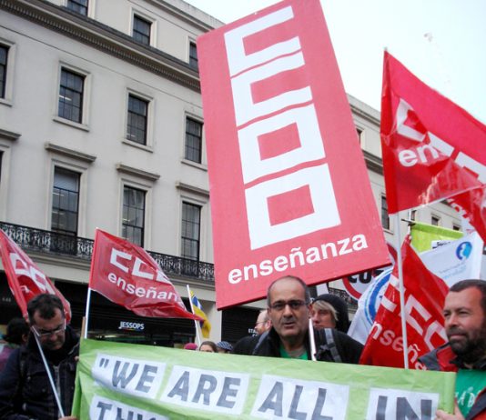 Spanish trade unionists took part in the London demonstration during the UK unions’ November pensions strike last year