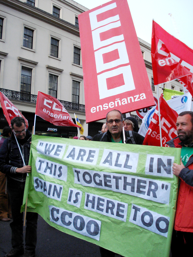 Spanish trade unionists took part in the London demonstration during the UK unions’ November pensions strike last year