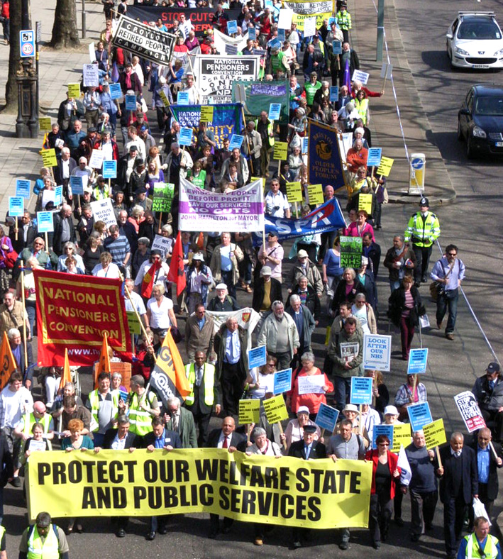 Demonstration in defence of the Welfare State and public services