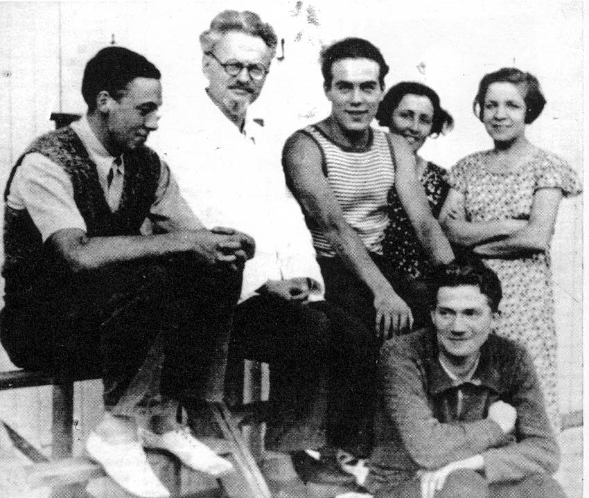 LEON TROTSKY (centre) with supporters in France in 1933 during his period of exile