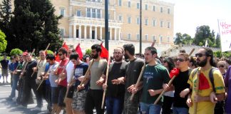 Greek youth marching to get rid of Greek capitalism, they want a socialist revolution