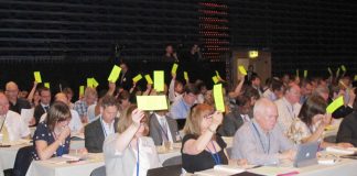 BMA delegates voting at their Annual Representative Meeting in Bournemouth