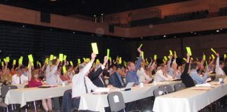 Delegates at the BMA Annual Representative Meeting (ARM) voting to keep hospitals owned and run by the NHS