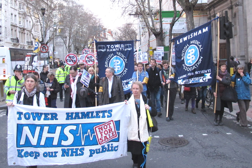 BMA demonstration to defend the NHS – doctors have demanded that Health Secretary Lansley resign