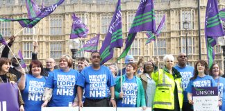 One of the many demonstrations to defend the NHS against the government’s Health & Social Care Bill