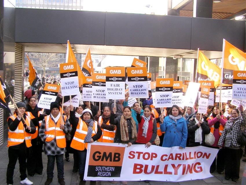 Great Western Hospital ancillary staff on strike against bullying. Carillion is a contractor for Semperian PPP